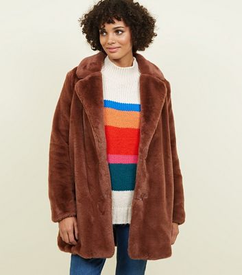 Brauner fake fur mantel Outlet